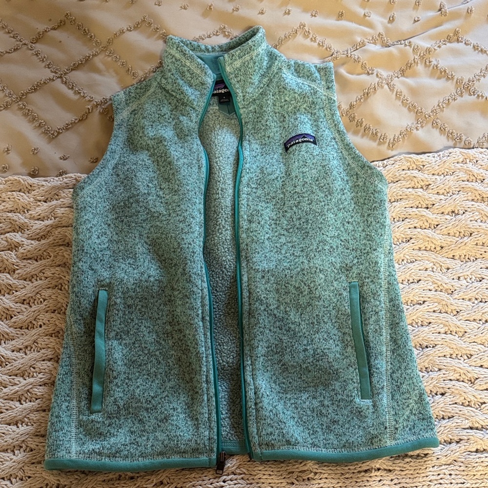 Patagonia Heathered Mint Green Fleece Vest